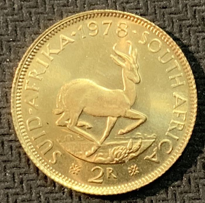 紫瑗钱币—微拍第13期 —批发场 南非 1978年 2兰特 7.988克 0.917金