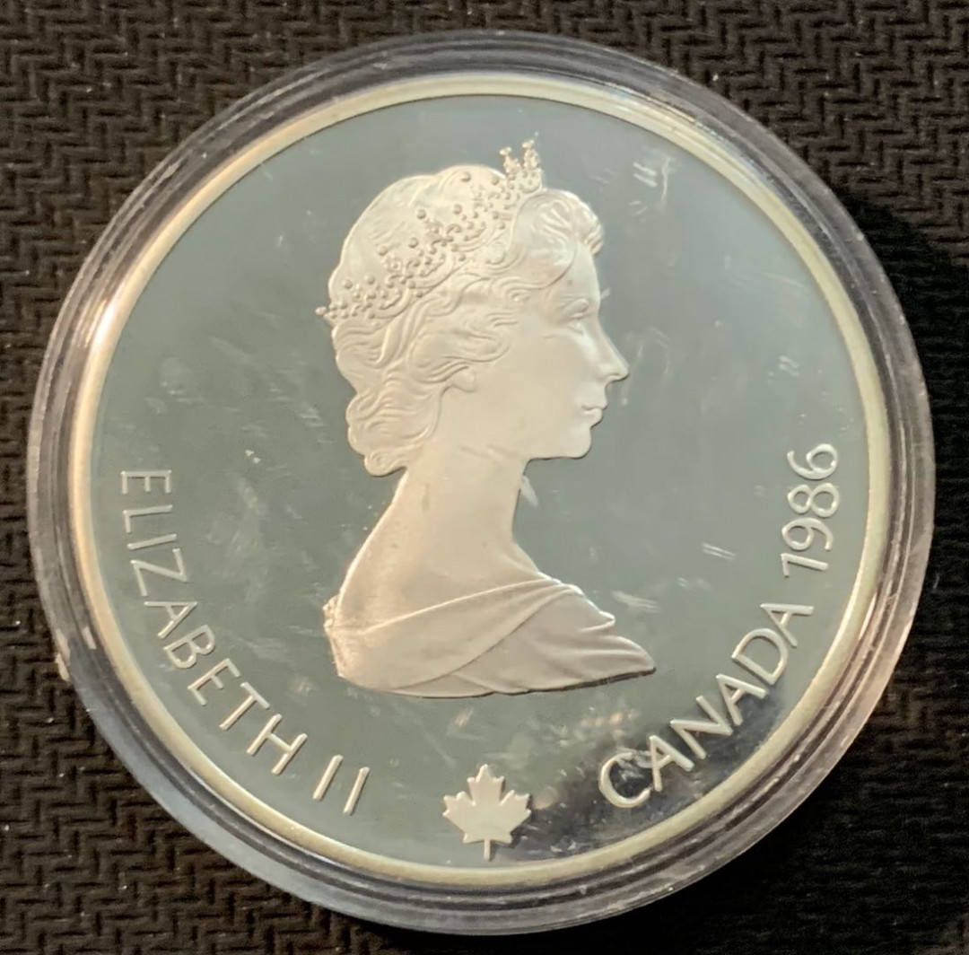 紫瑗钱币—微拍第13期 —批发场 加拿大 1986年 卡尔加里冬奥会 高台滑雪 20元  34.1克 0.925银 精制