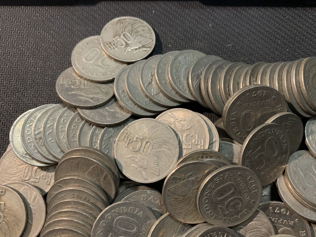 紫瑗钱币—微拍第13期 —批发场 印度尼西亚 1971年 鸟版 50卢比 100枚一组 流通品