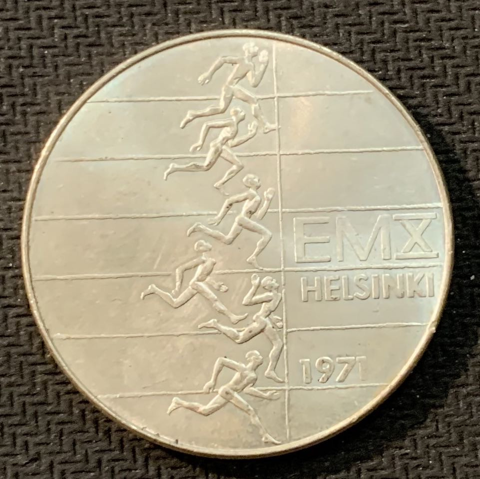 紫瑗钱币—微拍第13期 —批发场 芬兰 1971年 欧洲田径赛 10马克 24.2克 0.5银