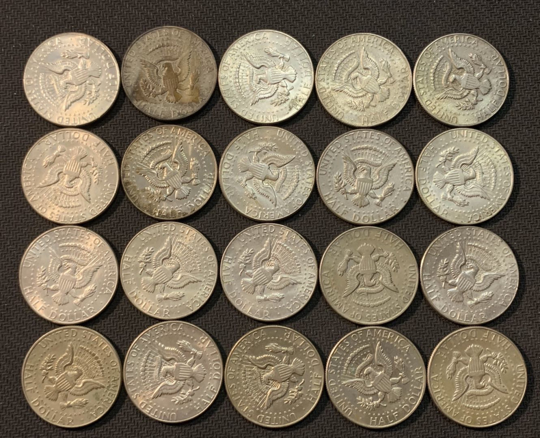 紫瑗钱币—微拍第13期 —批发场 美国 1965—1970年 肯尼迪 50美分 20枚一组 共230克 0.4银