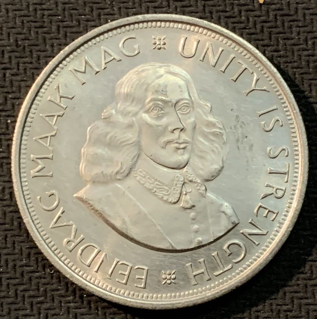 紫瑗钱币—微拍第13期 —批发场 南非 1961年  探险家 吕贝克 50分 28.28克 0.5银