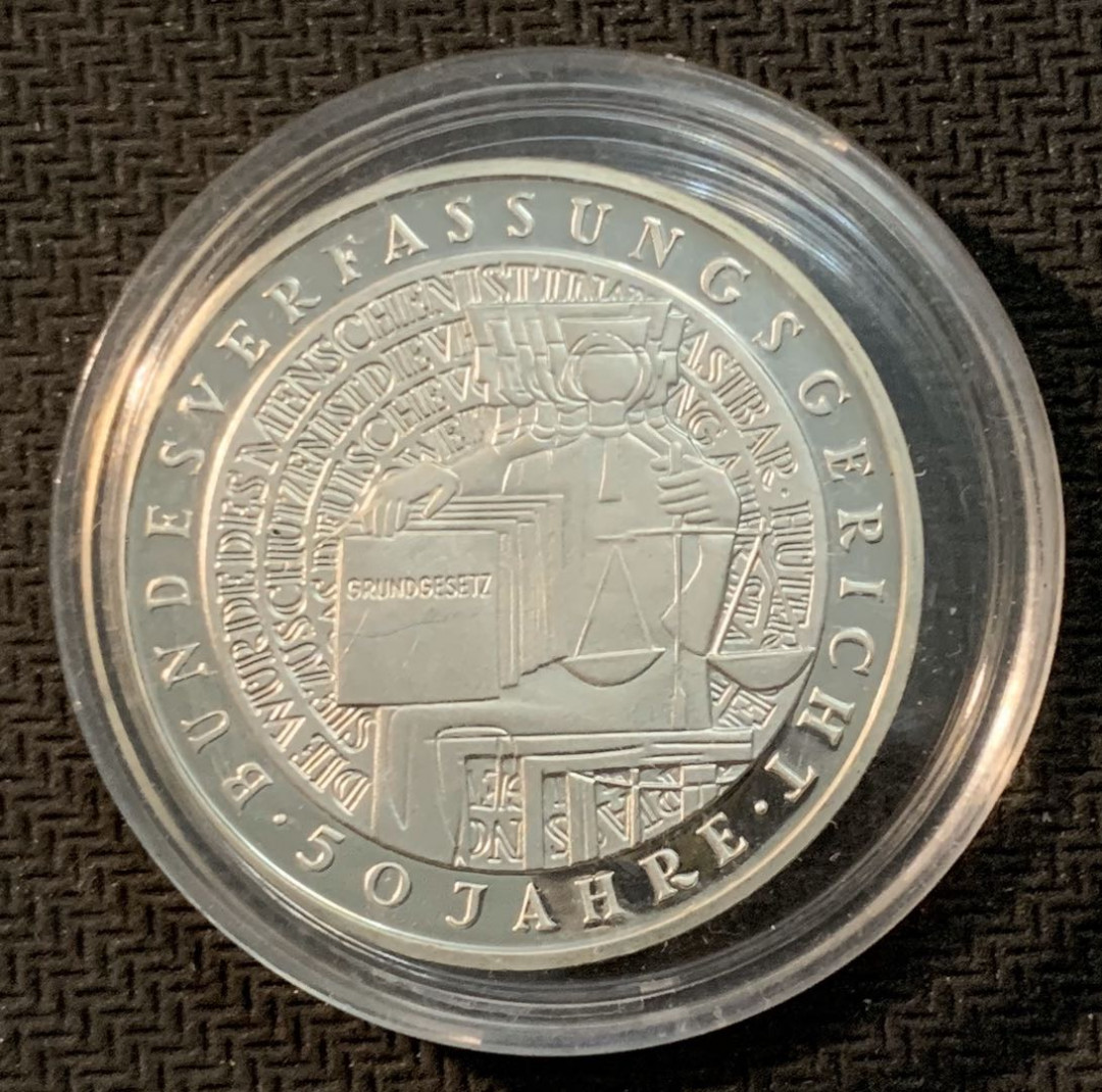 紫瑗钱币—微拍第13期 —批发场 德国 2001年 F厂 联邦法院50周年 10马克 15.5克 0.925银 精制