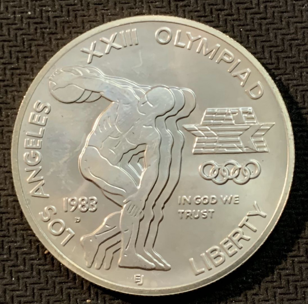 紫瑗钱币—微拍第13期 —批发场 美国 1983年  洛杉矶奥运会 铁饼 1元  26.73克 0.9银