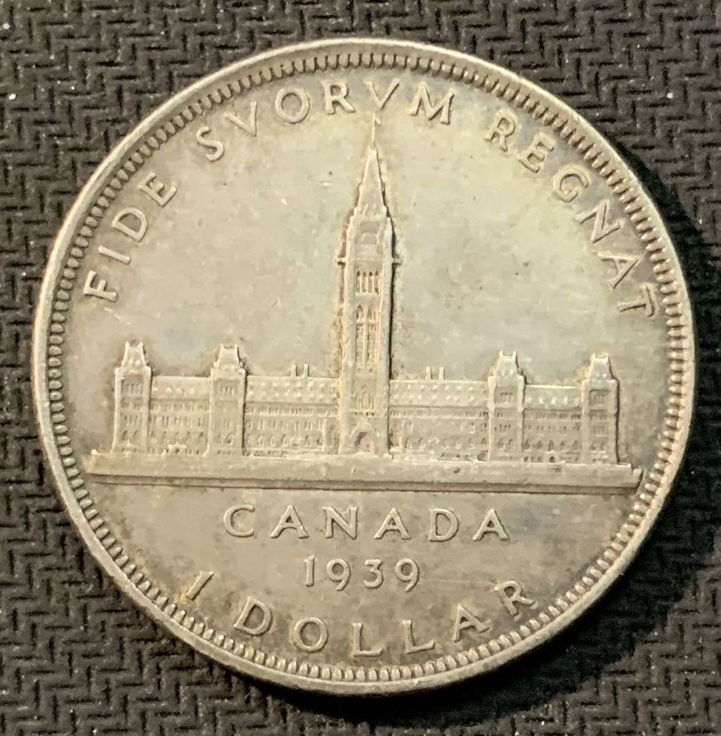 紫瑗钱币—微拍第13期 —批发场 加拿大 1939年  乔治六世 议会百年 1元 23.5克 0.8银