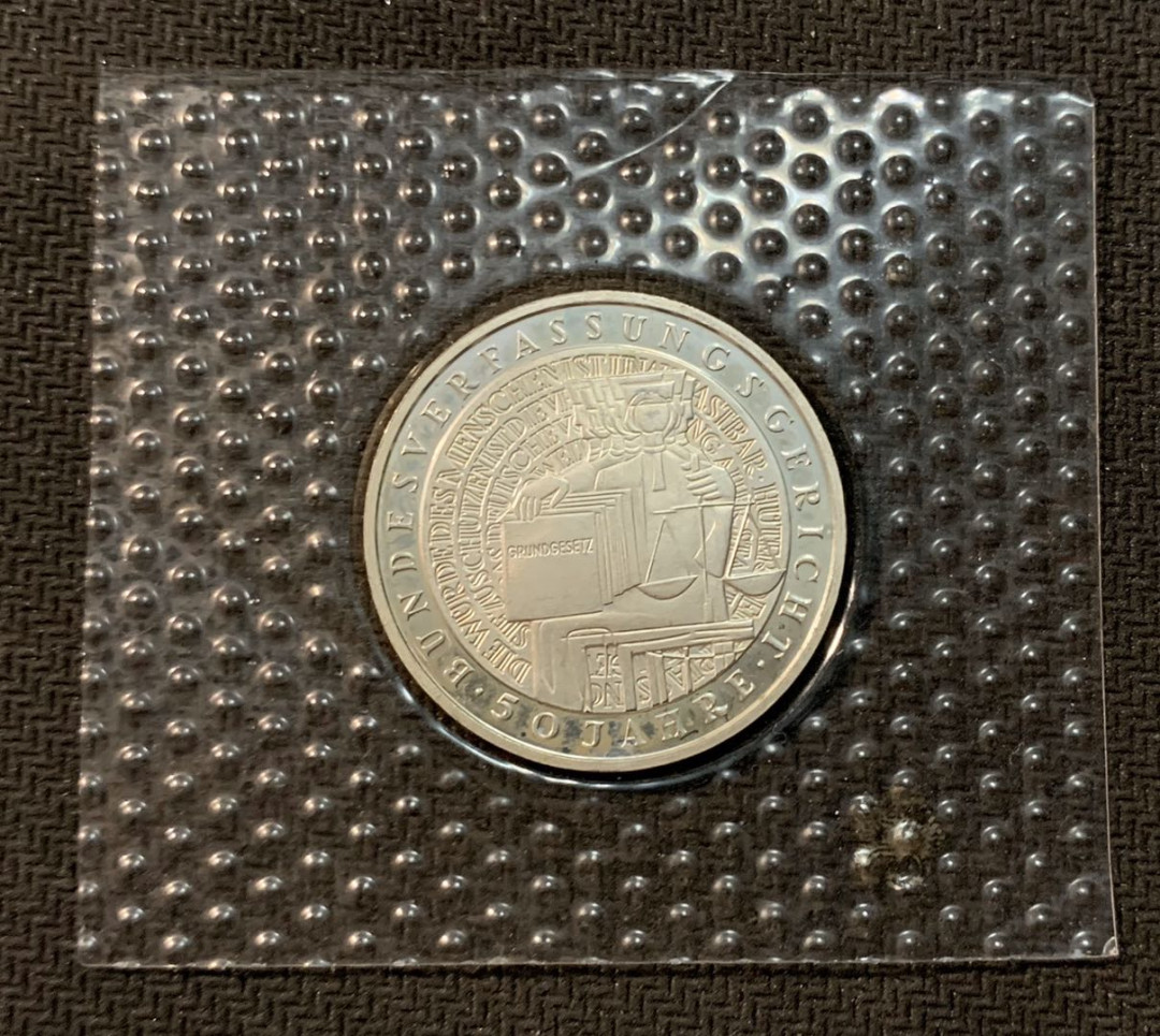紫瑗钱币—微拍第14期  德国 2001年 A厂 联邦法院50周年 10马克 15.5克 0.925银 精制 原封有损坏