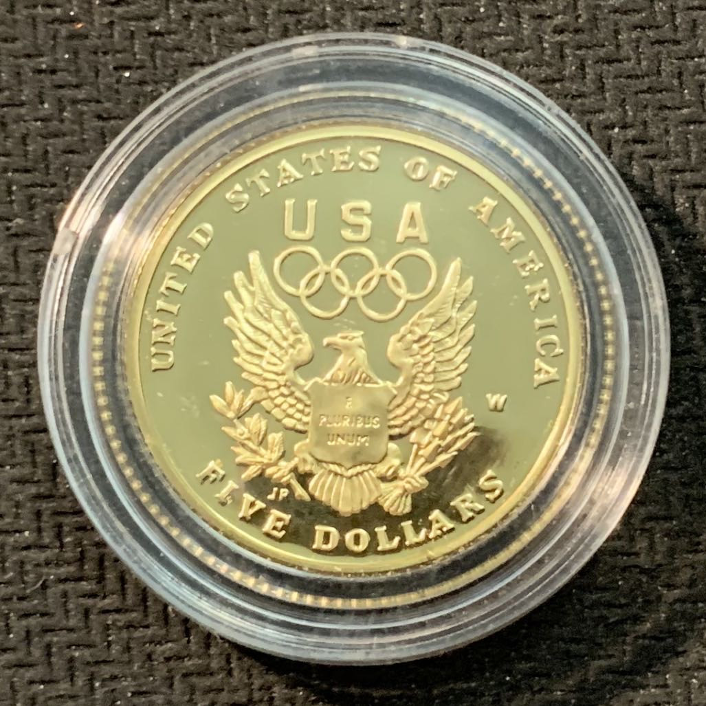 紫瑗钱币—微拍第14期  美国 1992年 W版 奥运会 5元 8.36克 0.9金 精制