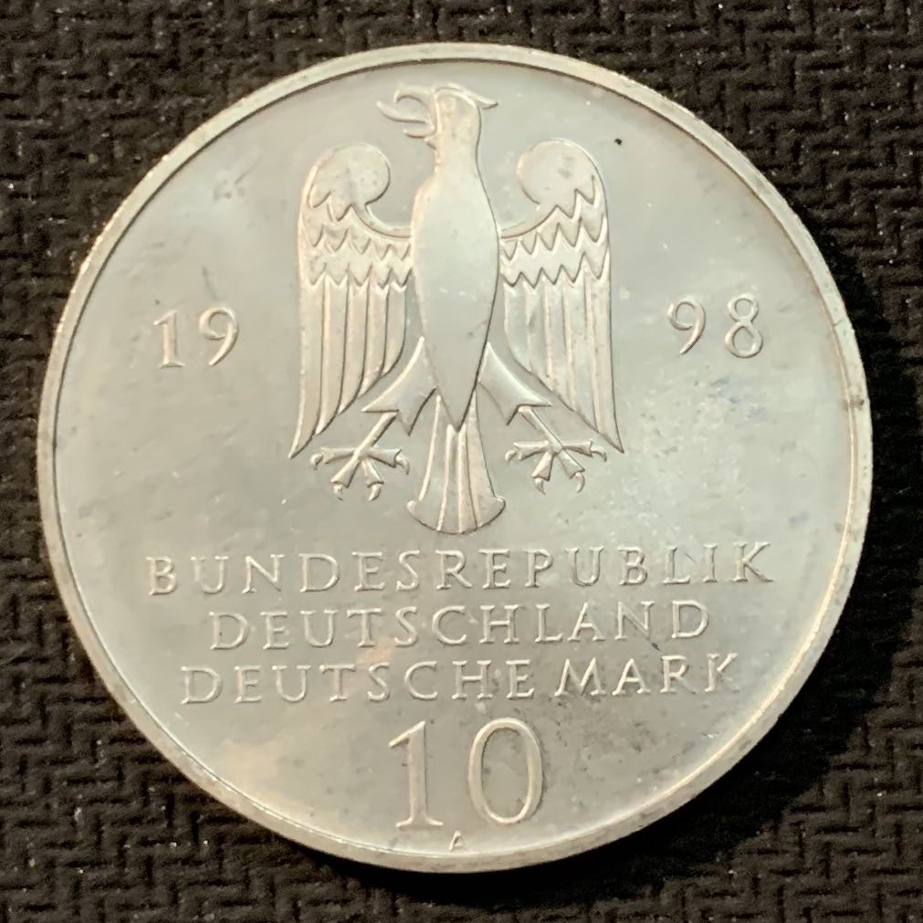 紫瑗钱币—微拍第14期  德国 1998年 A厂 弗朗克慈善会300周年 10马克 15.5克 0.925银 