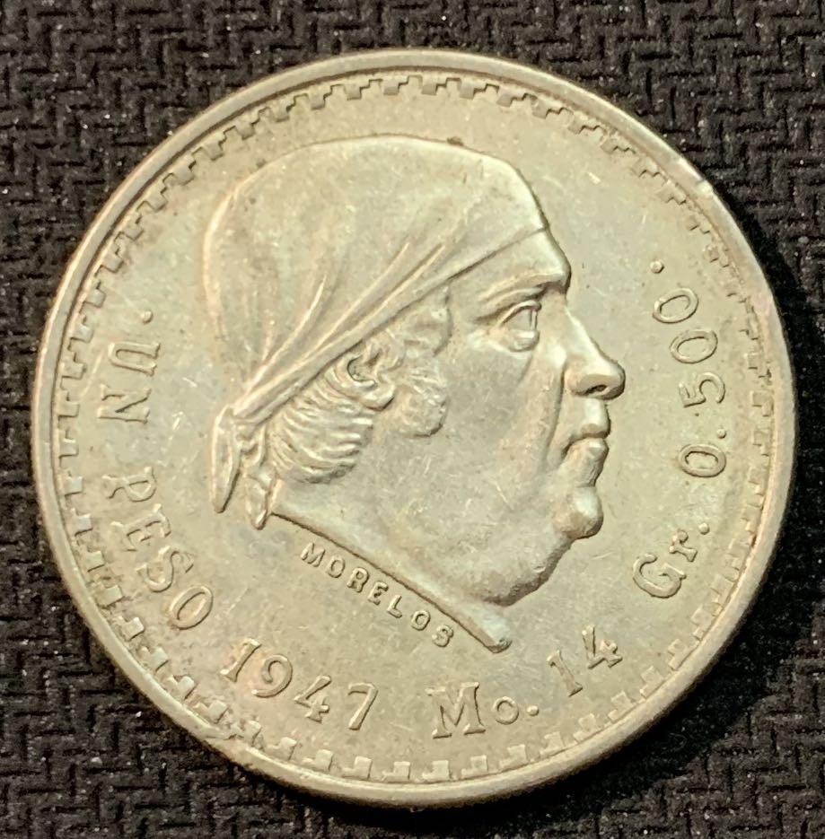 紫瑗钱币—微拍第14期  墨西哥 1947年 胡安 阿尔瓦雷斯 1比索 14克 0.5银