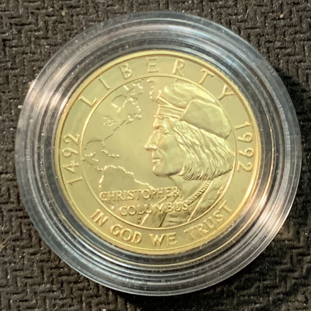 紫瑗钱币—微拍第14期  美国 1992年 W版 哥伦布发现美洲 5元 8.36克 0.9金