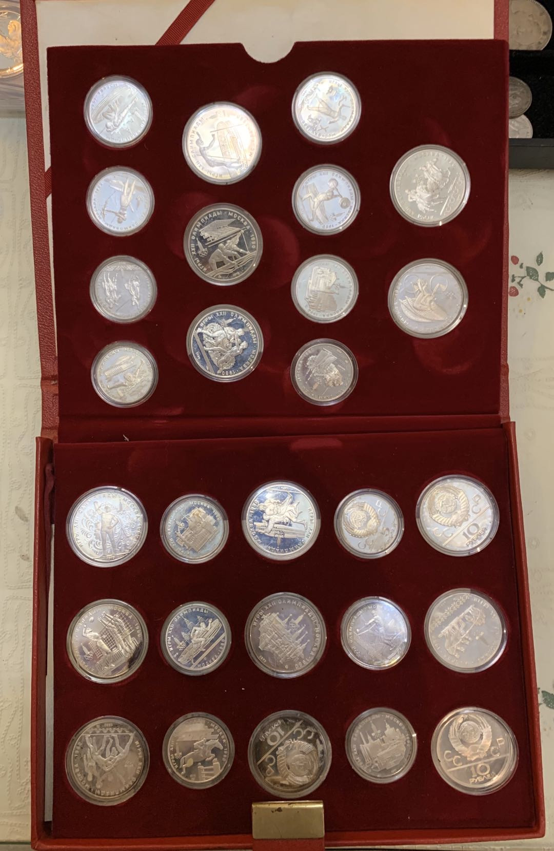 紫瑗钱币—微拍第14期  苏联 1980年 奥运会 大全套 5、10卢布 各14枚 共28枚 共 699.3克 0.9银 原盒 精制 无证书