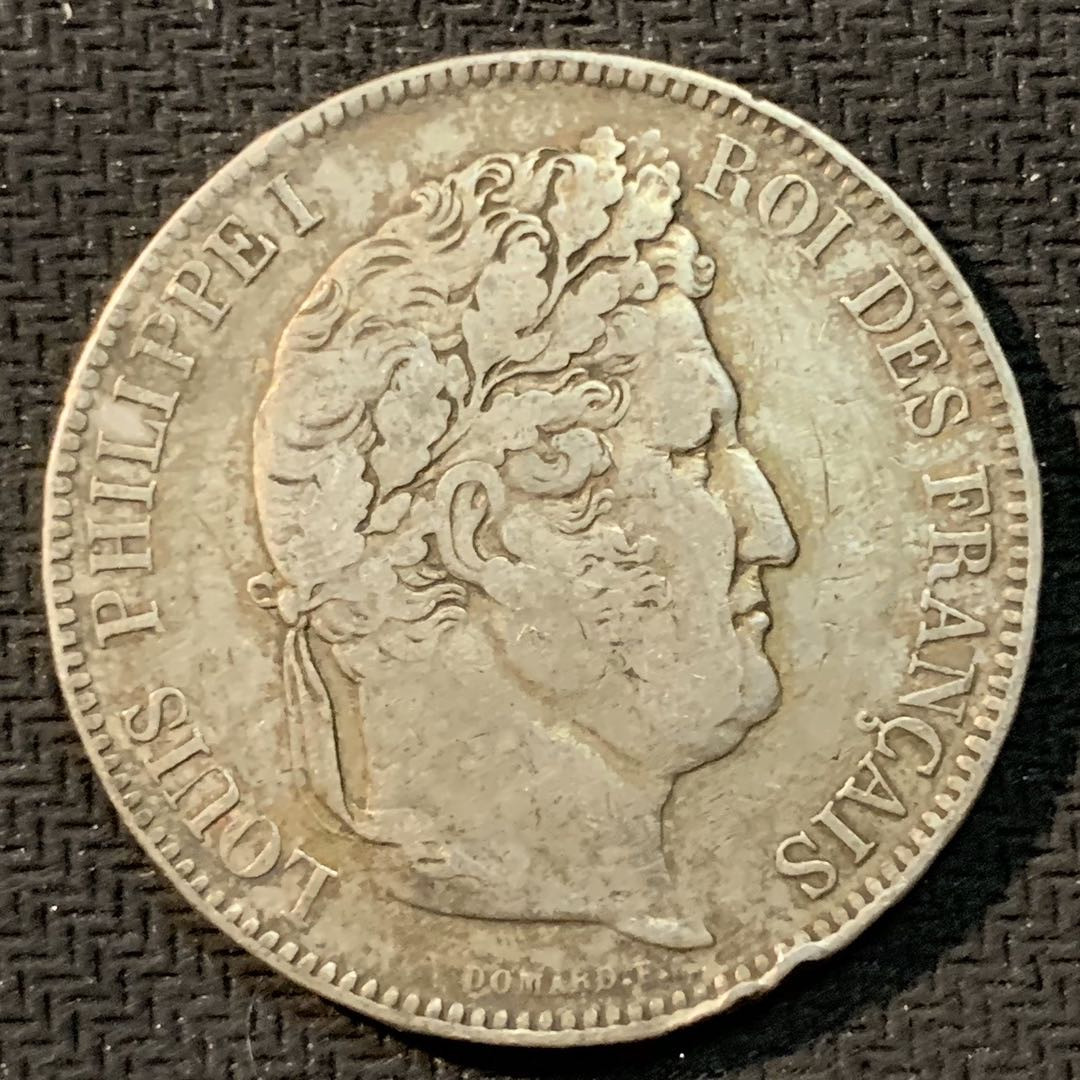 紫瑗钱币—微拍第14期  法国 1832年 菲利普一世 卷发 5法郎 银币