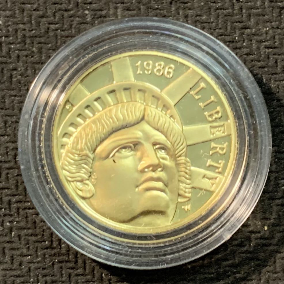 紫瑗钱币—微拍第14期  美国 1986年 W版 自由女神 5元 8.36克 0.9金 精制 