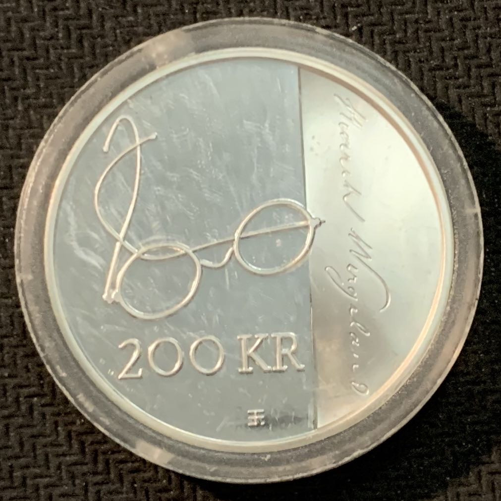 紫瑗钱币—微拍第14期  挪威 2008年  作家亨利克—维格兰德200周年 200克朗 16.85克 0.925银 精制