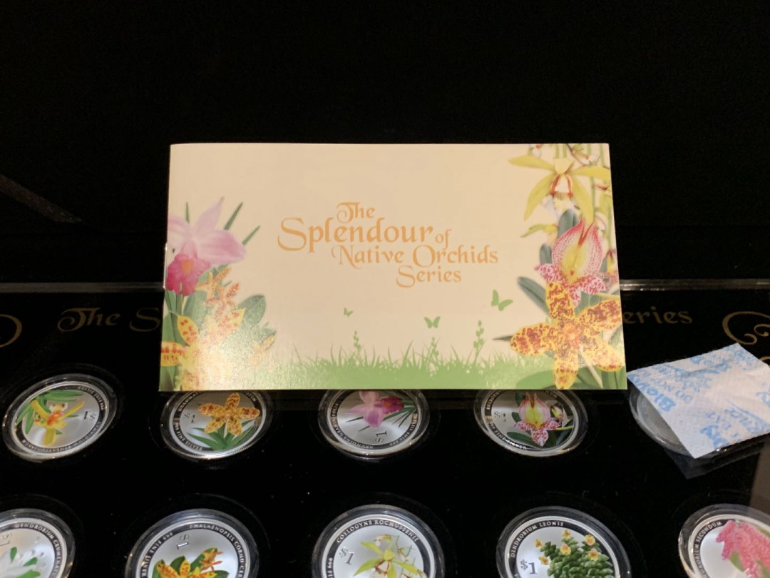 紫瑗钱币—微拍第14期  新加坡 2016 胡姬花系列 10枚全套  共85.6克 0.999银 原盒证书 