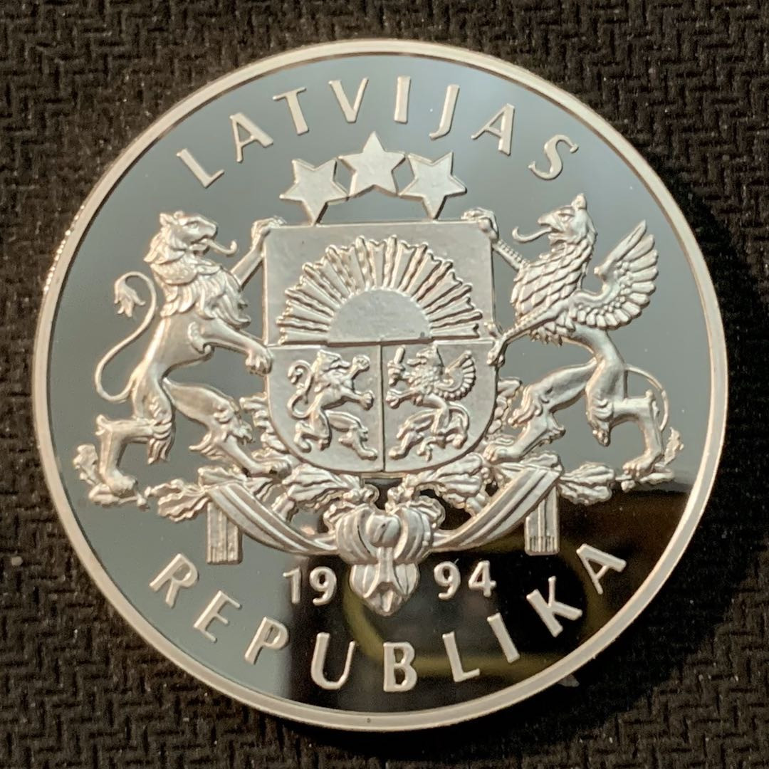 紫瑗钱币—微拍第14期  拉脱维亚 1994年 亚特兰大奥运会 10拉特 31.47克 0.925银 精制