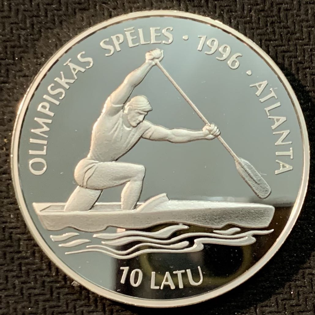 紫瑗钱币—微拍第14期  拉脱维亚 1994年 亚特兰大奥运会 10拉特 31.47克 0.925银 精制