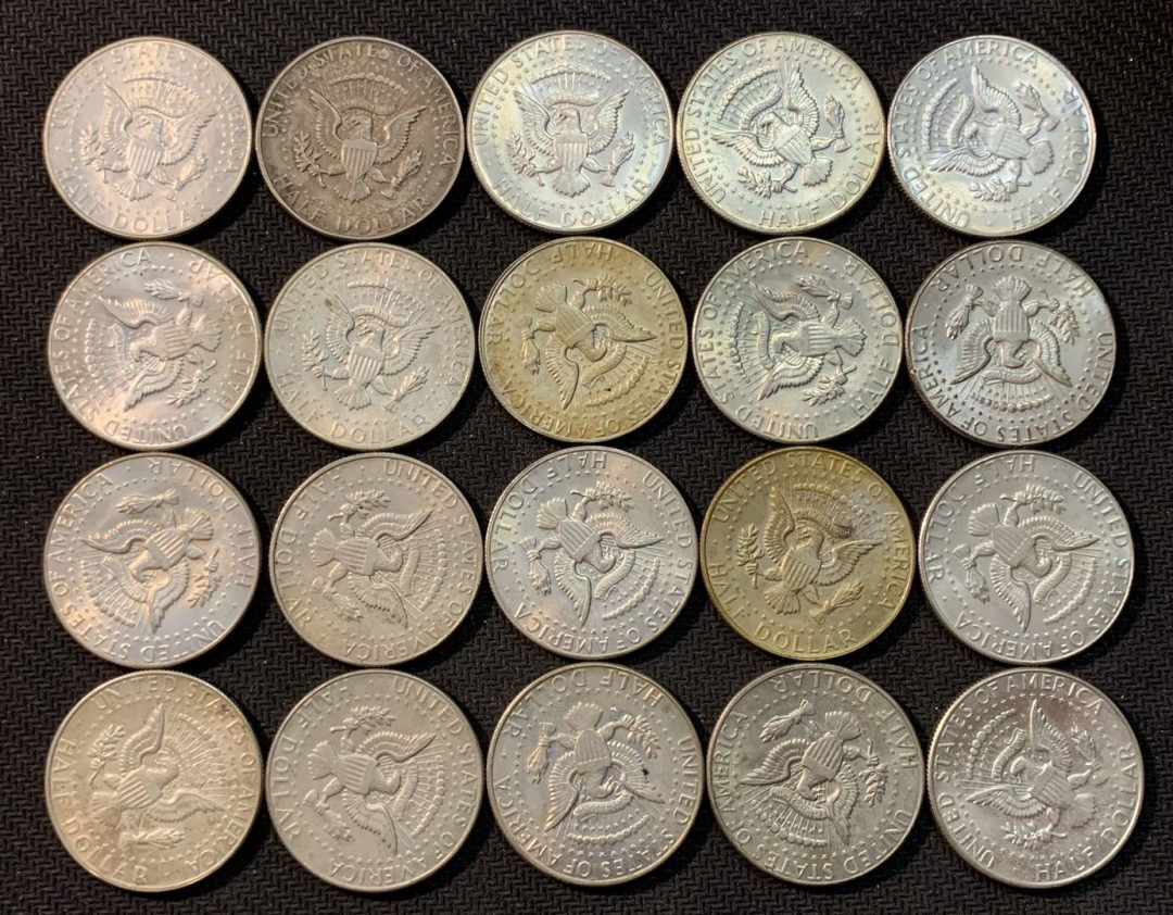 紫瑗钱币—微拍第14期  美国 1965—1970年 肯尼迪 50美分 20枚一组 共230克 0.4银