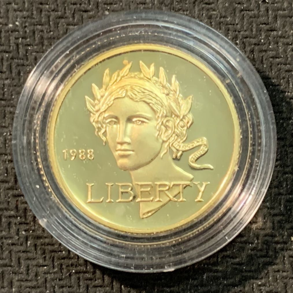 紫瑗钱币—微拍第14期  美国 1988年 W版 奥运会 5元 8.36克 0.9金 精制 