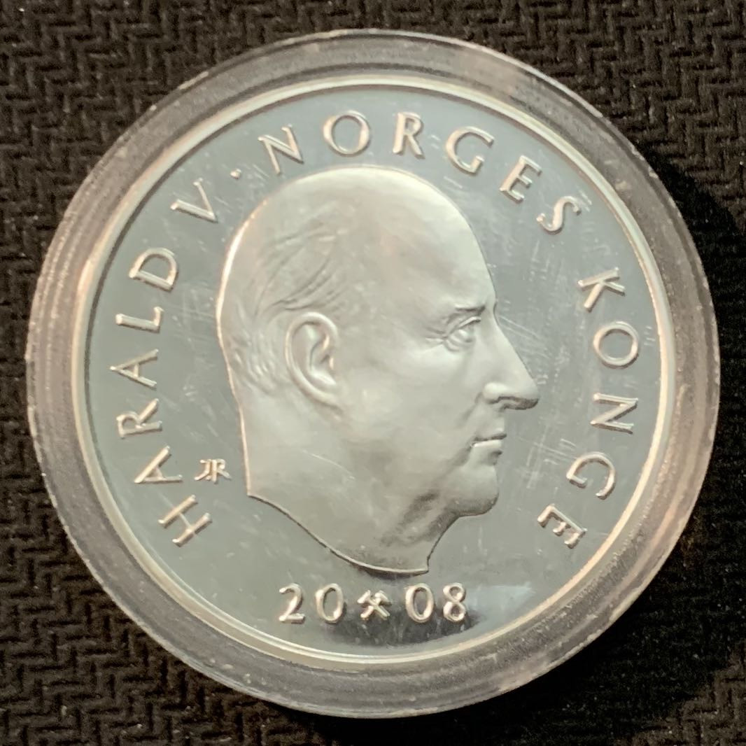 紫瑗钱币—微拍第14期  挪威 2008年  作家亨利克—维格兰德200周年 200克朗 16.85克 0.925银 精制
