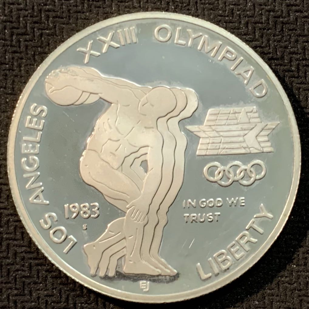 紫瑗钱币—微拍第14期  美国 1983年  洛杉矶奥运会 铁饼 1元  26.73克 0.9银 精制