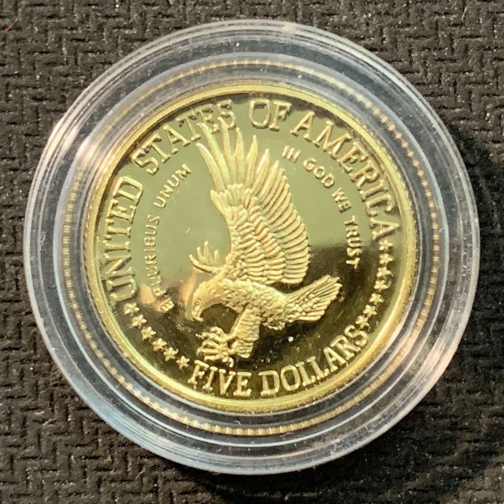 紫瑗钱币—微拍第14期  美国 1986年 W版 自由女神 5元 8.36克 0.9金 精制 