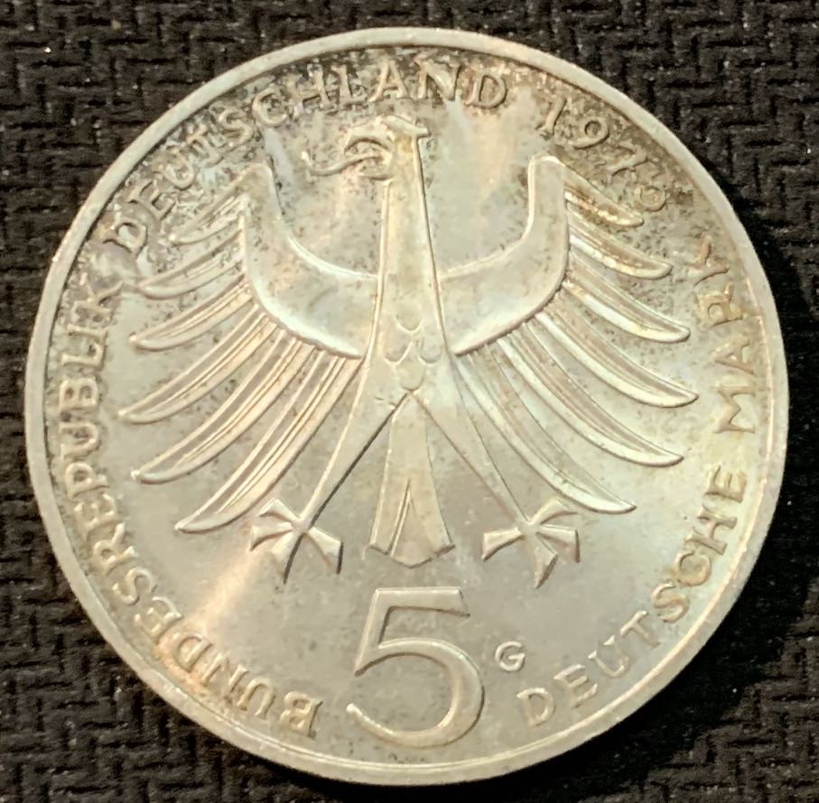 紫瑗钱币—微拍第14期  德国 1975年 G厂 施韦泽100周年 11.2克 0.625银