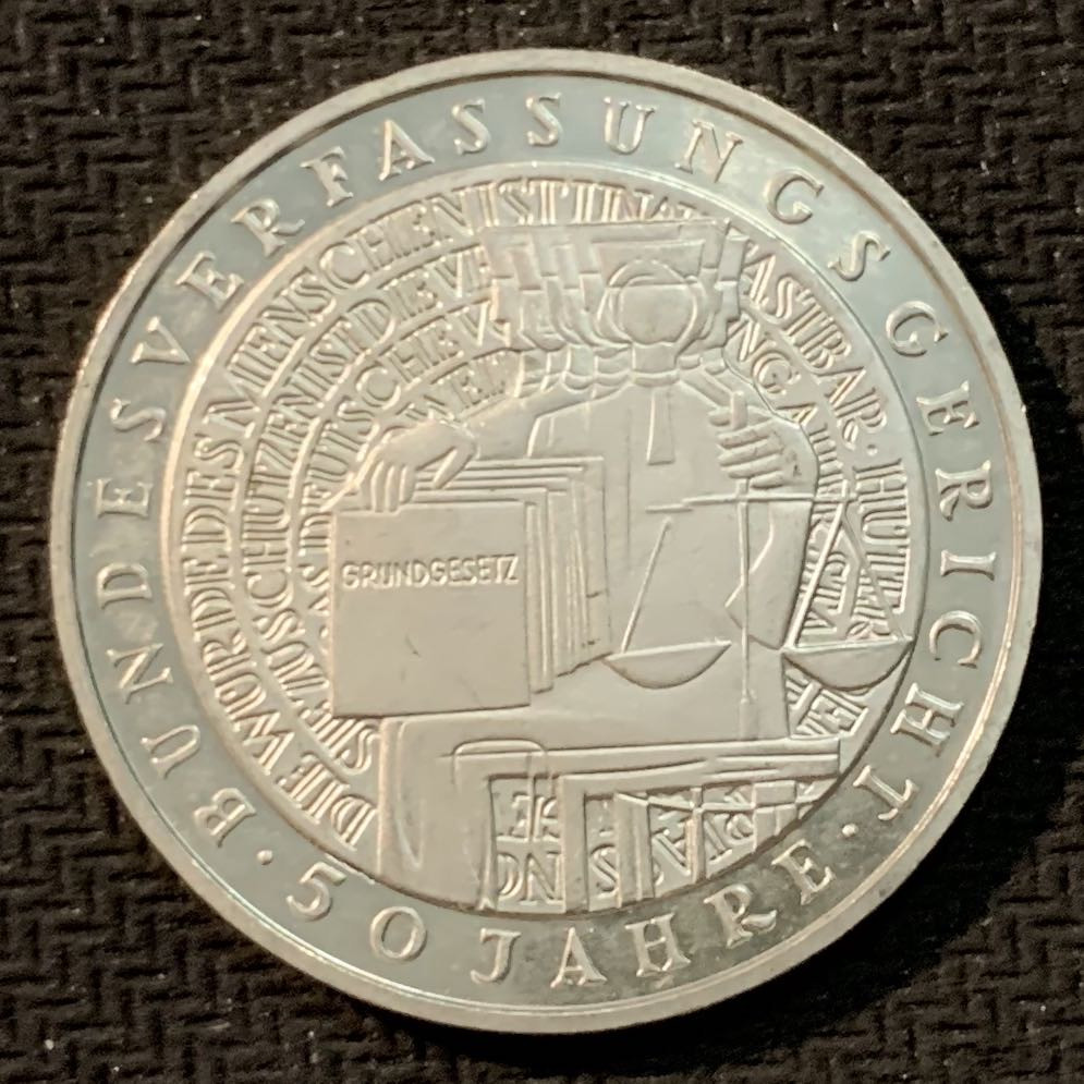 紫瑗钱币—微拍第14期  德国 2001年 G厂 联邦法院50周年 10马克 15.5克 0.925银 