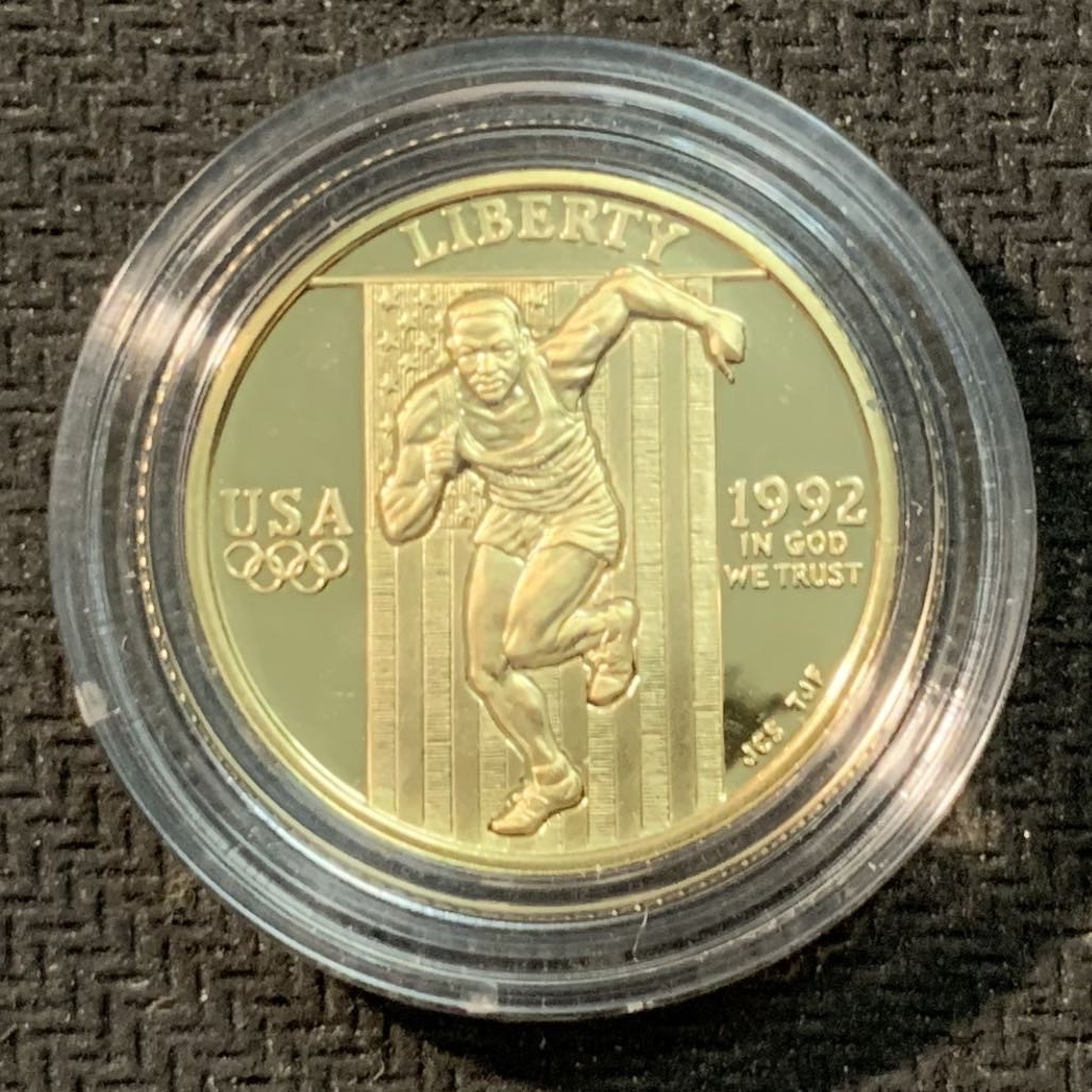 紫瑗钱币—微拍第14期  美国 1992年 W版 奥运会 5元 8.36克 0.9金 精制