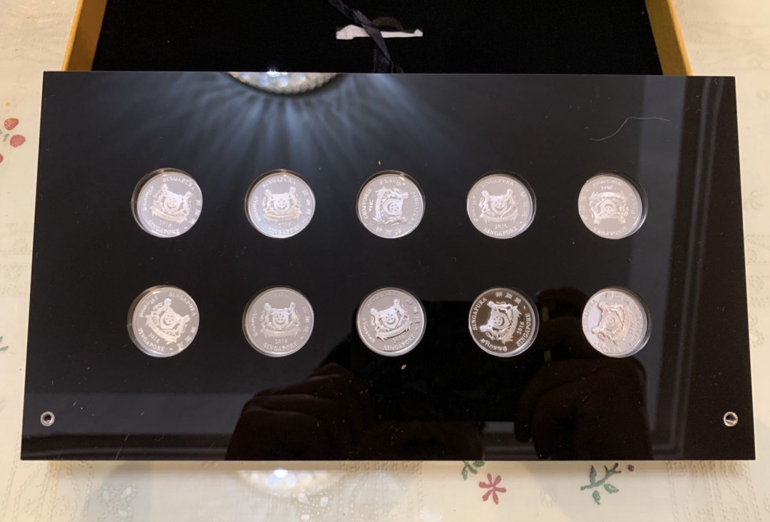 紫瑗钱币—微拍第14期  新加坡 2016 胡姬花系列 10枚全套  共85.6克 0.999银 原盒证书 