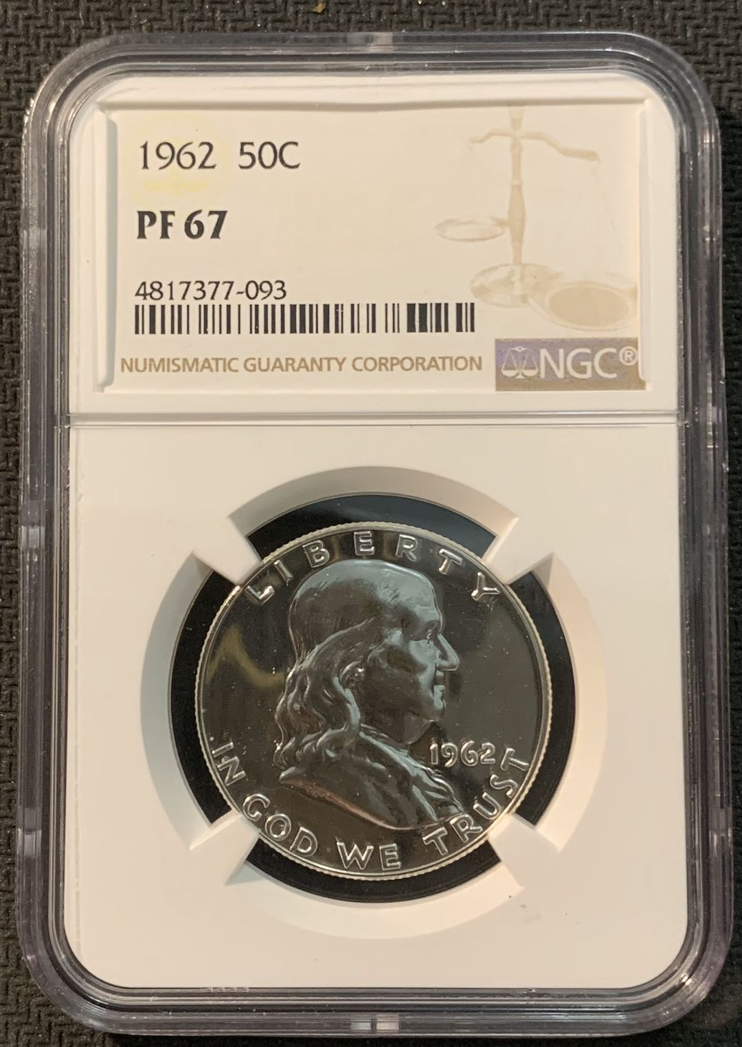 紫瑗钱币—微拍第14期  美国 1962年 富兰克林 50美分 NGC PR67