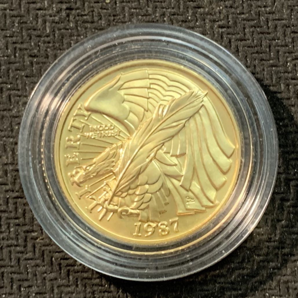 紫瑗钱币—微拍第14期  美国 1987年 W版 宪法200周年 5元 8.36克 0.9金