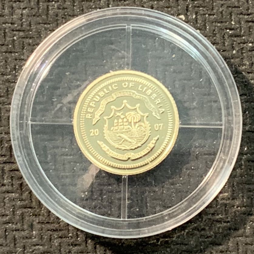 紫瑗钱币—微拍第14期  利比里亚 2007年 美国国鸟 秃鹰 10元 0.5克 0.585金