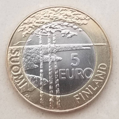 【随心拍&Getcoins】现代钱币拍卖第四十四期 获奖币芬兰2003年世界冰球锦标赛双金属纪念币 面值5元，克劳斯最佳贸易币,AU/UNC。