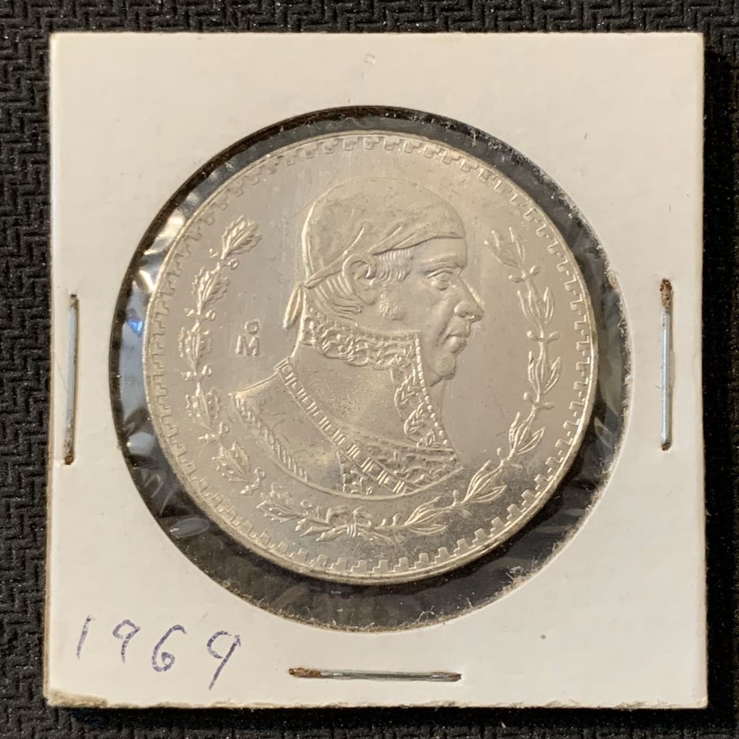 紫瑗钱币—微拍第15期 墨西哥 鹰洋专场 墨西哥 1969年 人物 1比索 银币 