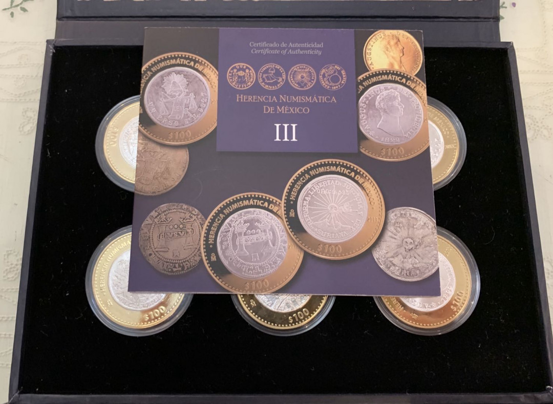 紫瑗钱币—微拍第15期 墨西哥 鹰洋专场 墨西哥 2011—2014年 墨西哥文化遗产系列 4组全 共24枚 双色银币 证书原盒 非常少见