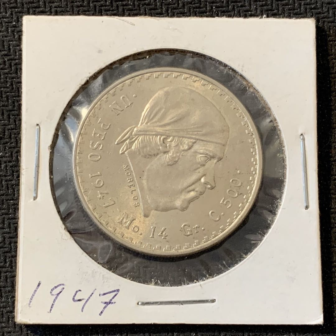 紫瑗钱币—微拍第15期 墨西哥 鹰洋专场 墨西哥 1947年 胡安 阿尔瓦雷斯 1比索 14克 0.5银