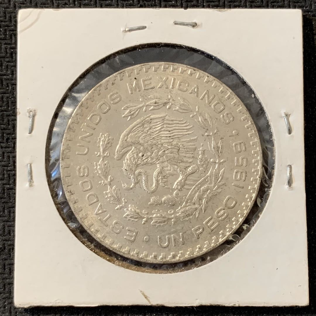 紫瑗钱币—微拍第15期 墨西哥 鹰洋专场 墨西哥 1959年 人物 1比索 银币 