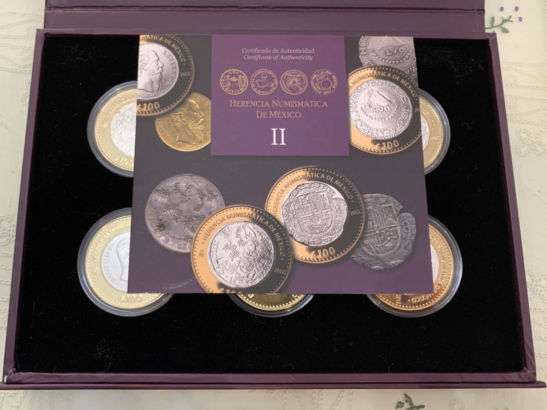 紫瑗钱币—微拍第15期 墨西哥 鹰洋专场 墨西哥 2011—2014年 墨西哥文化遗产系列 4组全 共24枚 双色银币 证书原盒 非常少见