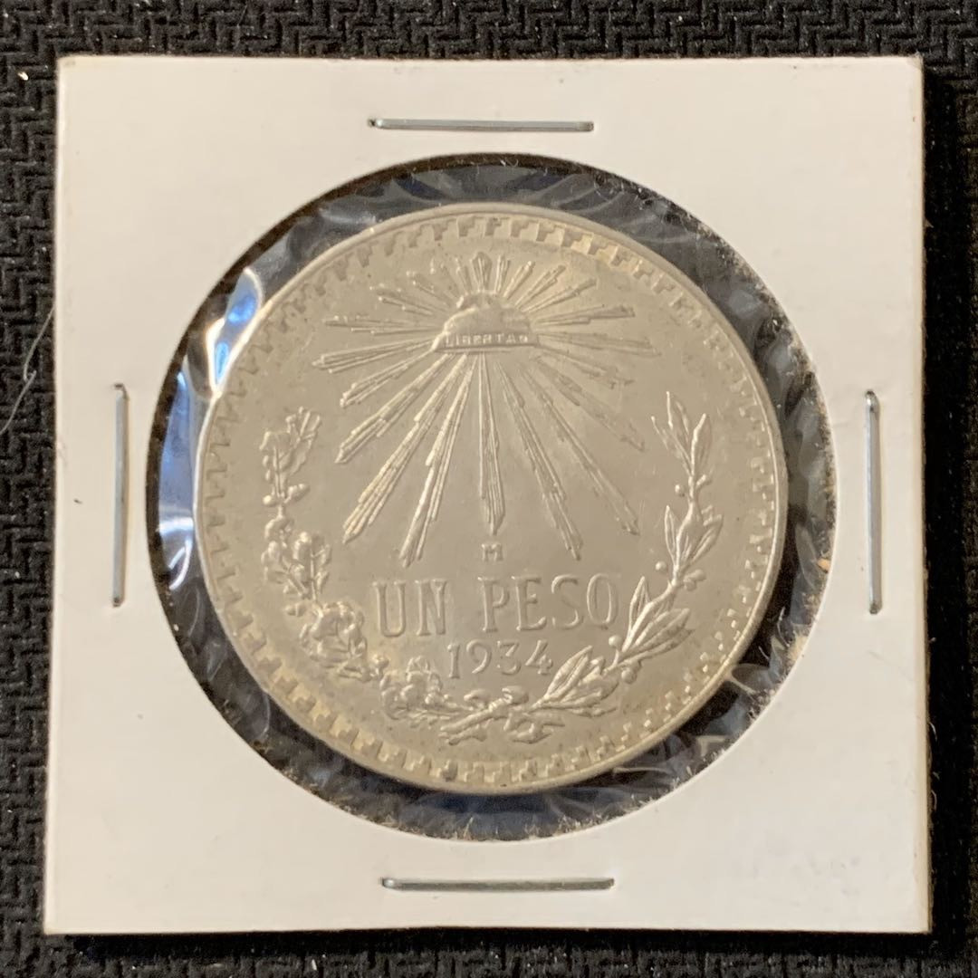 紫瑗钱币—微拍第15期 墨西哥 鹰洋专场 墨西哥 1934年 鹰洋 1比索 16.6克 0.72银 UNC
