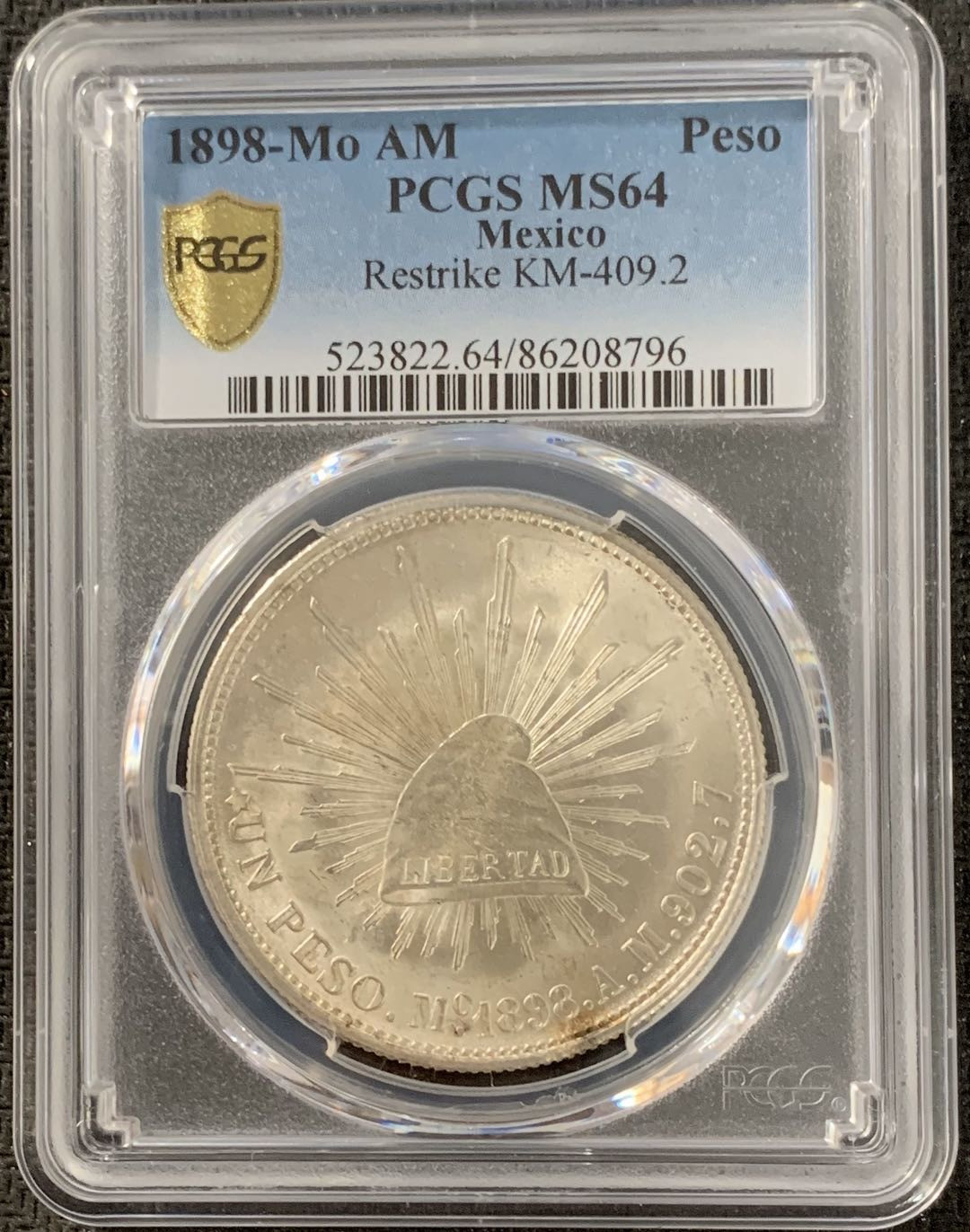 紫瑗钱币—微拍第15期 墨西哥 鹰洋专场 墨西哥 1898年 MO AM 1比索 PCGS MS64