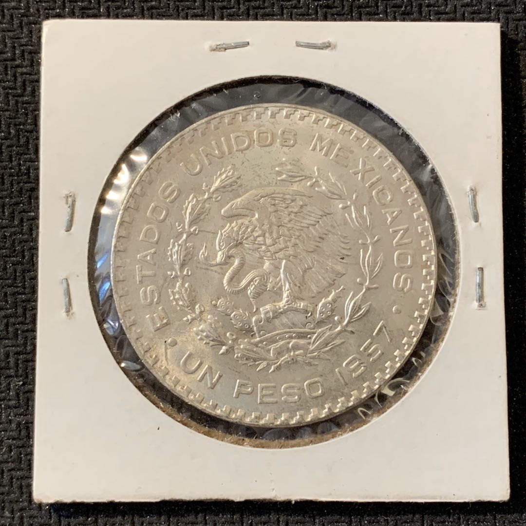 紫瑗钱币—微拍第15期 墨西哥 鹰洋专场 墨西哥 1957年 人物 1比索 银币 