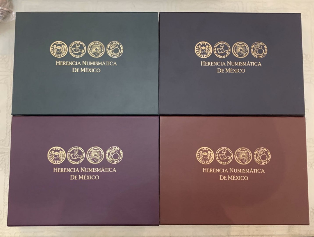 紫瑗钱币—微拍第15期 墨西哥 鹰洋专场 墨西哥 2011—2014年 墨西哥文化遗产系列 4组全 共24枚 双色银币 证书原盒 非常少见