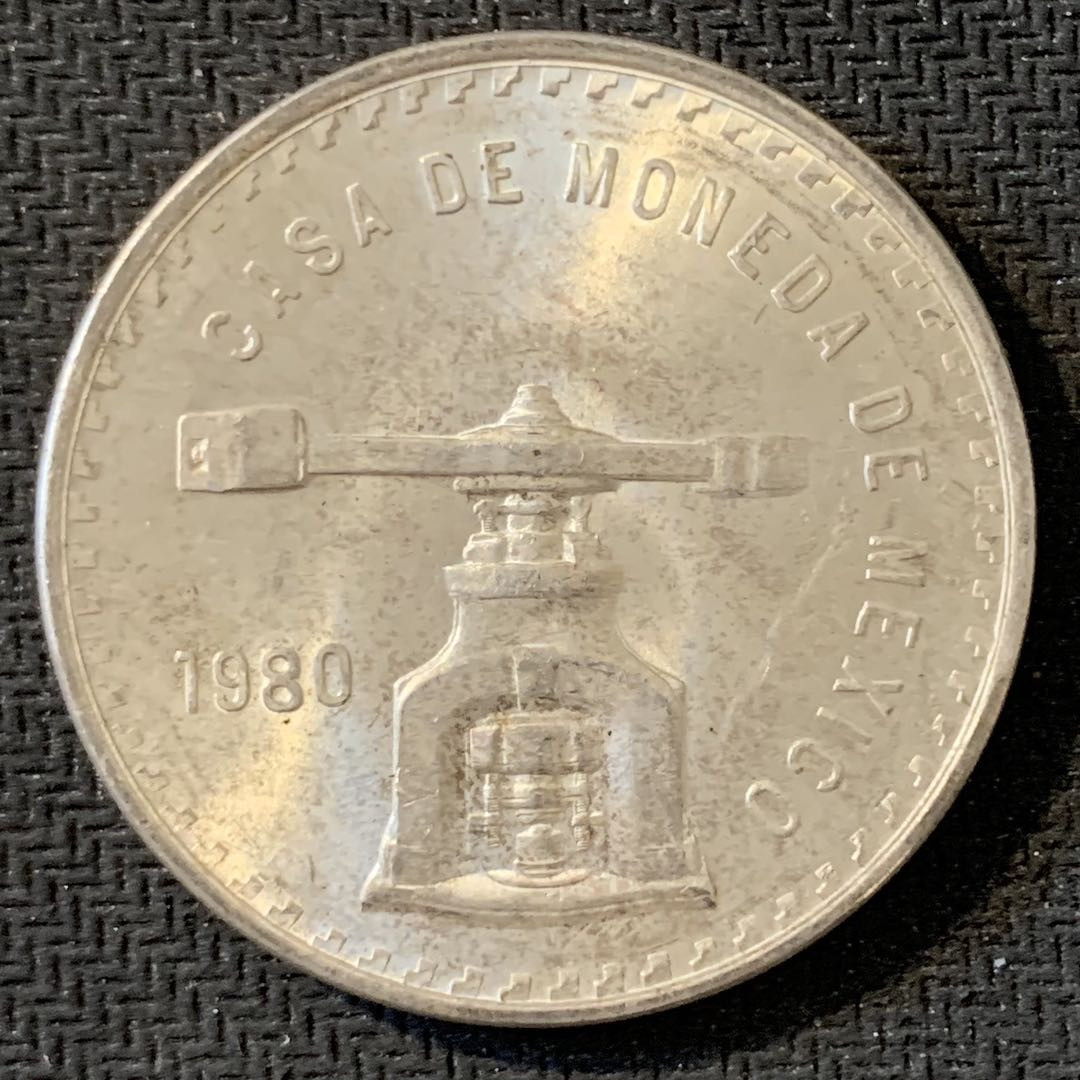 紫瑗钱币—微拍第15期 墨西哥 鹰洋专场 墨西哥 1980年  天平 1盎司 银币 33.625克 0.925银