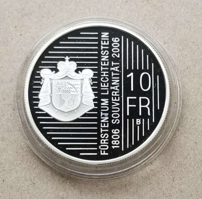 【随心拍&Getcoins】现代钱币拍卖第四十四期 列支敦士登2006年10法郎纪念银币，1盎司精制。