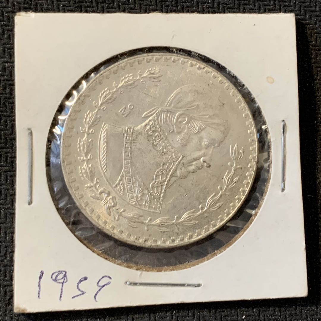 紫瑗钱币—微拍第15期 墨西哥 鹰洋专场 墨西哥 1959年 人物 1比索 银币 