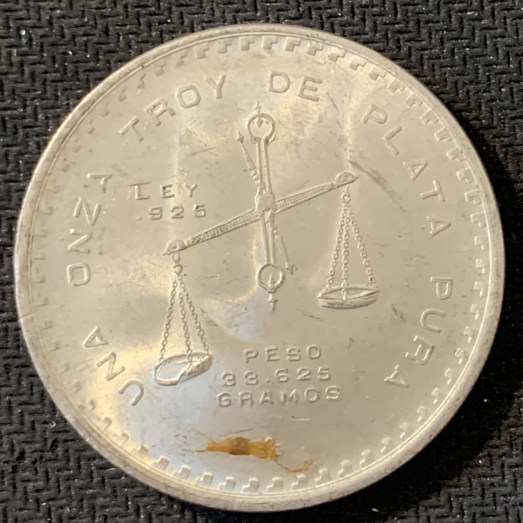 紫瑗钱币—微拍第15期 墨西哥 鹰洋专场 墨西哥 1980年  天平 1盎司 银币 33.625克 0.925银