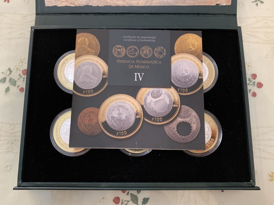 紫瑗钱币—微拍第15期 墨西哥 鹰洋专场 墨西哥 2011—2014年 墨西哥文化遗产系列 4组全 共24枚 双色银币 证书原盒 非常少见