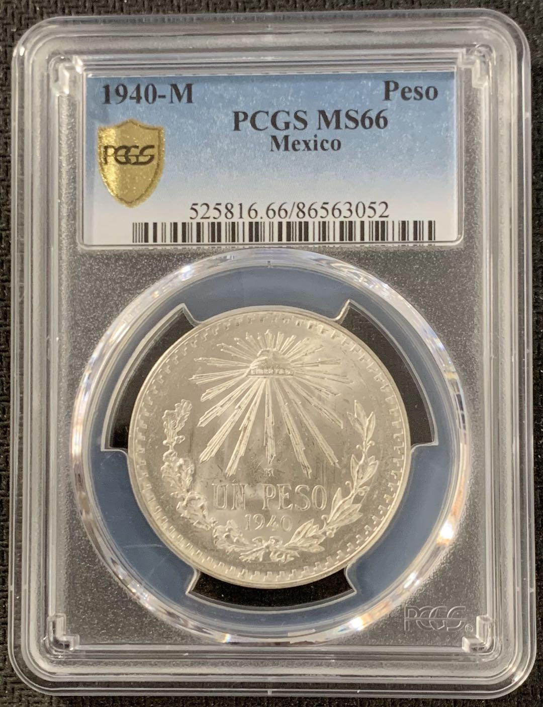 紫瑗钱币—微拍第15期 墨西哥 鹰洋专场 墨西哥 1940年 鹰洋 1比索 16.6克 PCGS MS66