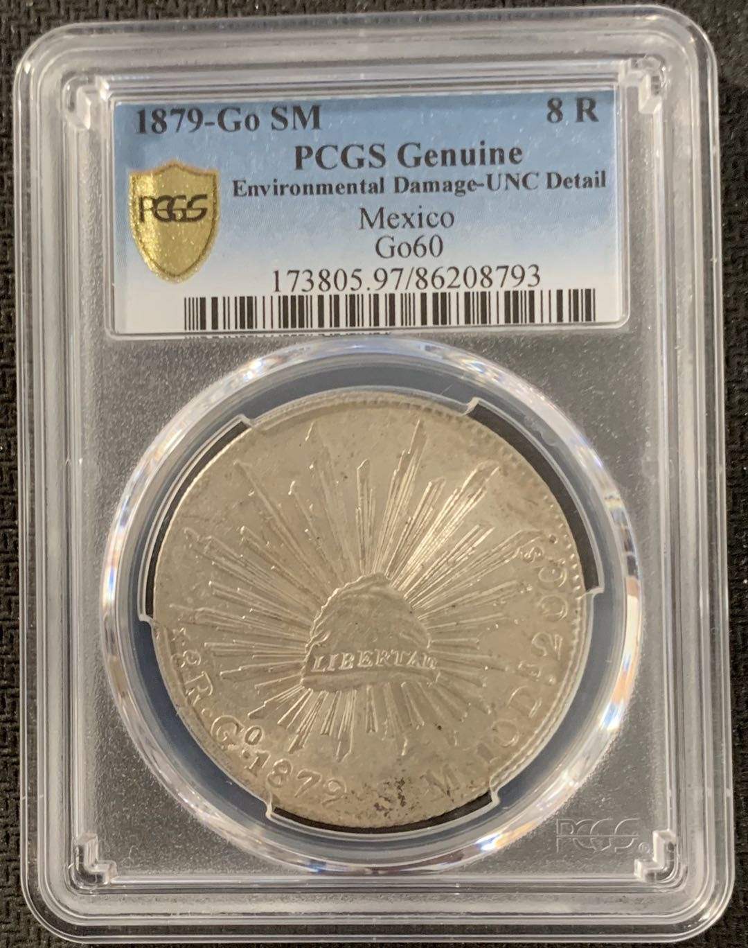 紫瑗钱币—微拍第15期 墨西哥 鹰洋专场 墨西哥 1879年 GO SM 8里亚尔 PCGS UNC Detail